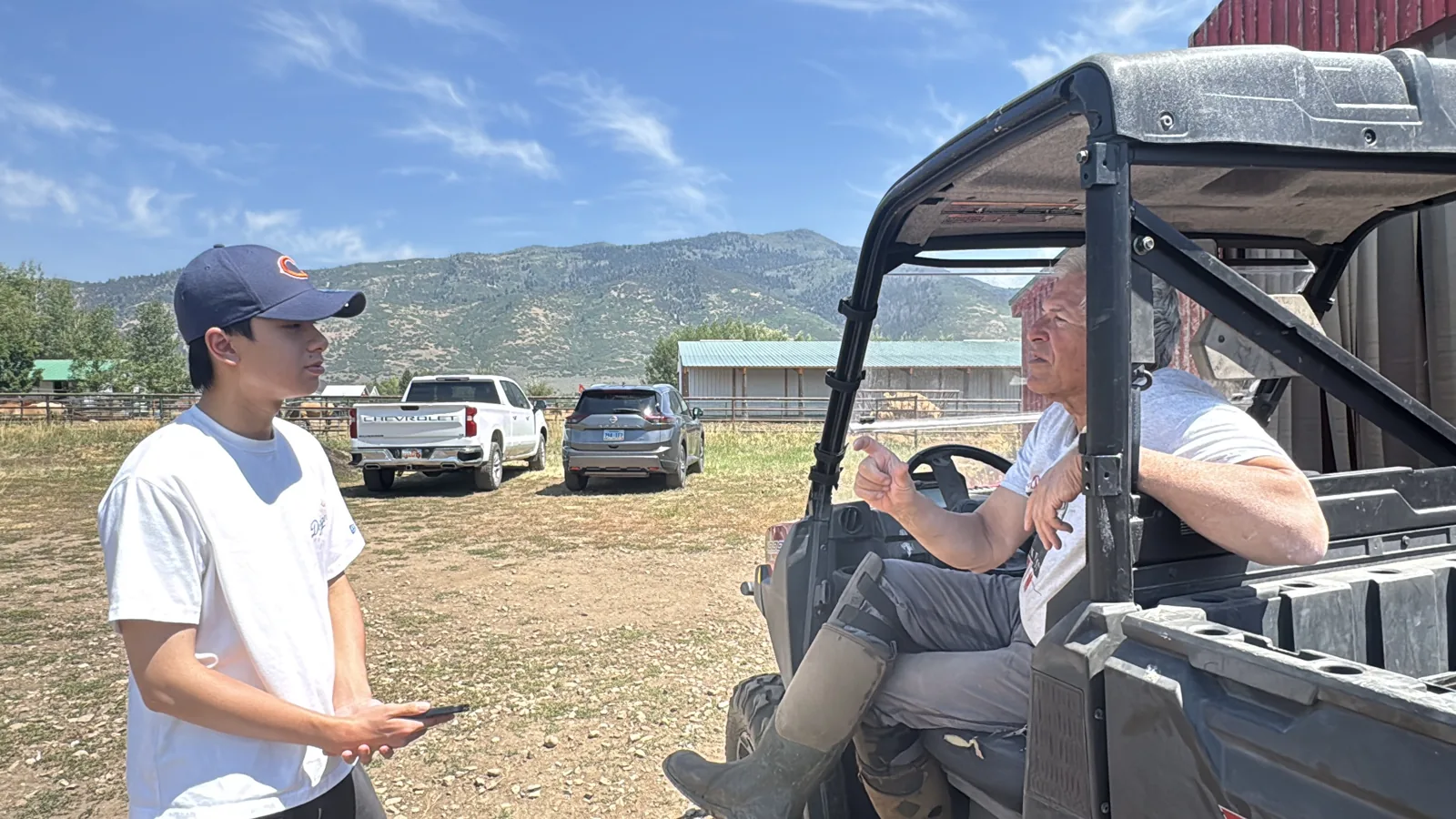 Jack speaking with Stephen during a field visit.